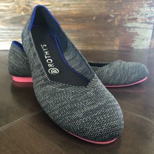 Rothy’s Gray Ballet Flats with Pink & Blue Details